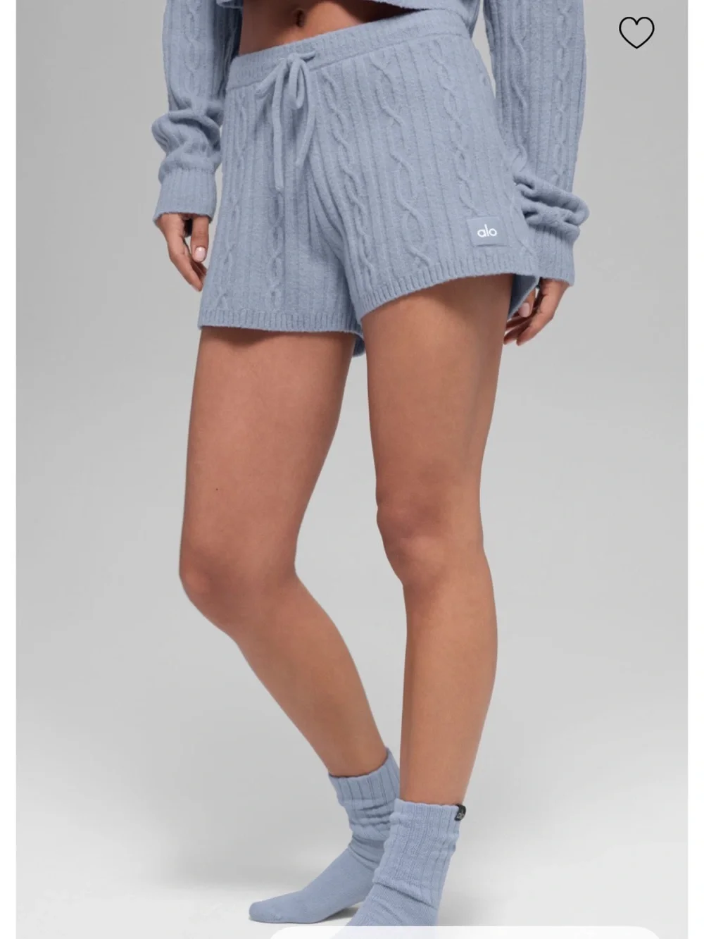 Alo Yoga Cable Knit Winter Bliss Hoodie + Short Set - Winter Frost